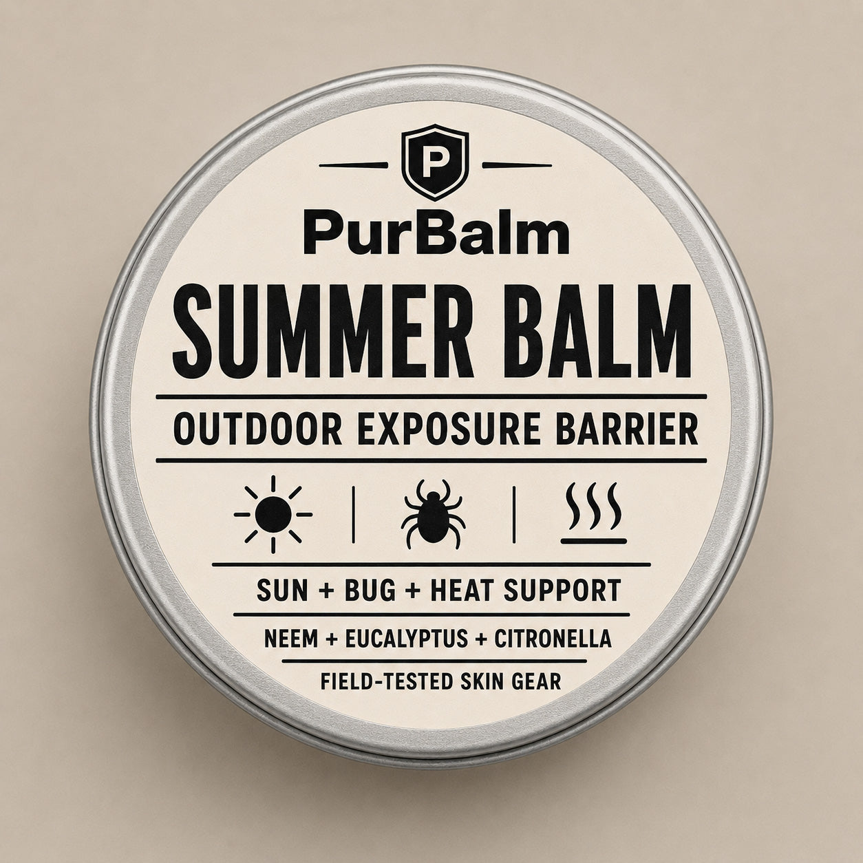 Summer Balm combined sun and insect protection in tin and jar