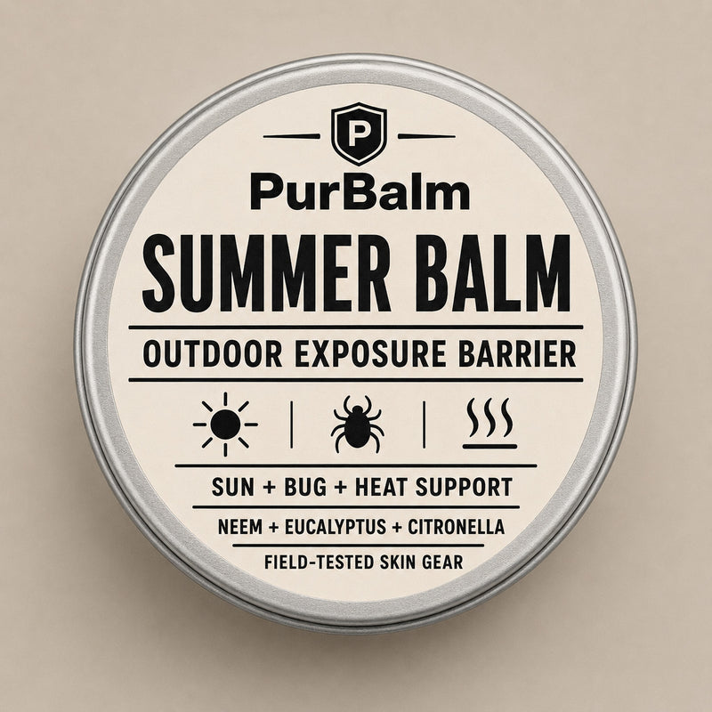 Summer Balm combined sun and insect protection in tin and jar